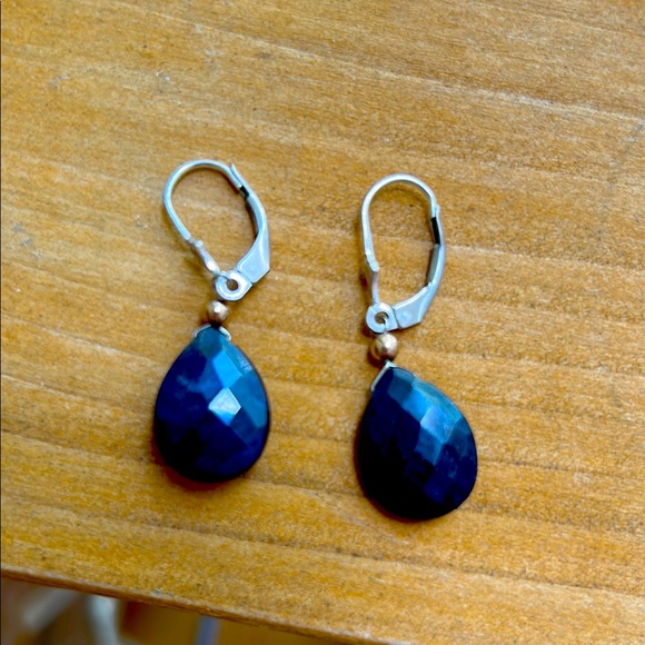 Genuine Sapphire Drop Earrings - Picture 1 of 3